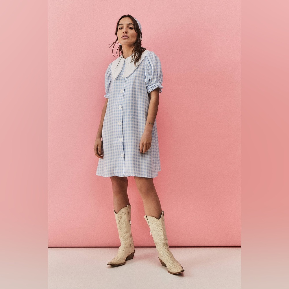NWOT Sleeper Marie Linen Mini Dress Blue | S - Picture 6 of 14